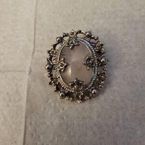 Elegant Silver and Pink Quartz Women's Brooch